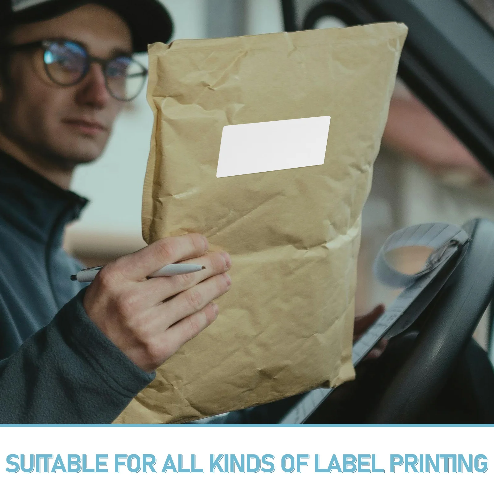 1 rotolo di etichette per stampante termica 80x40mm autoadesive impermeabili per la spedizione di prodotti adesivi per inventario di codici a barre etichette per stampa