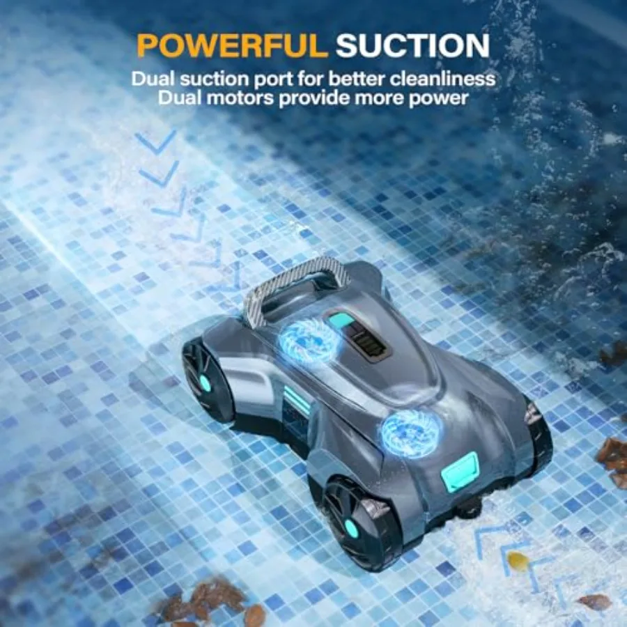 Robot pulitore per piscine senza fili Aspirapolvere automatico per piscine fuori terra e piscine interrate Efficie fino a 1076 piedi quadrati