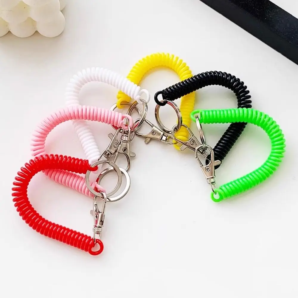 10pcs New Retractable Plastic Phone Spring TPU+Metal with O-ring Elastic Rope 10pcs Anti-lost Anti-lost Keychain Camping