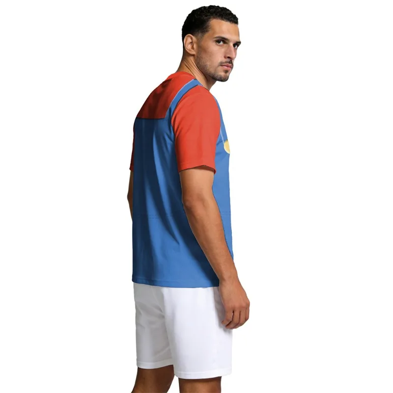 Cartoon 3D Printed Short Sleeved T-shirt with Fake Two Straps Tee Top Halloween Cosplay Performance Party Outfits for Men