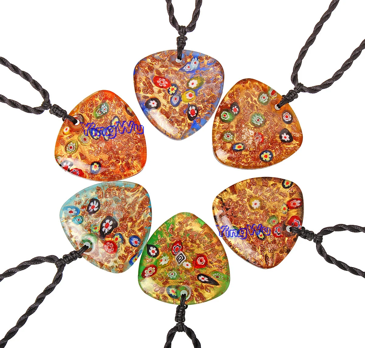 Wholesale 6pcs Murano Lampwork Glass Heart Flower Pendant Beauty Necklaces For Women\'s Gift