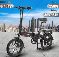 DYU A1F Pro E-bike 250W Brushless Motor 36V7.5AH Lithium Battery Aluminum Alloy Electric Bicycle 16 Inch Tire City Electric Bike