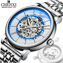 CHENXI Men's Mechanical Automatic Hollow Watch Luxury Brand Leather Luminous Waterproof Men Casua Business Wristwatch