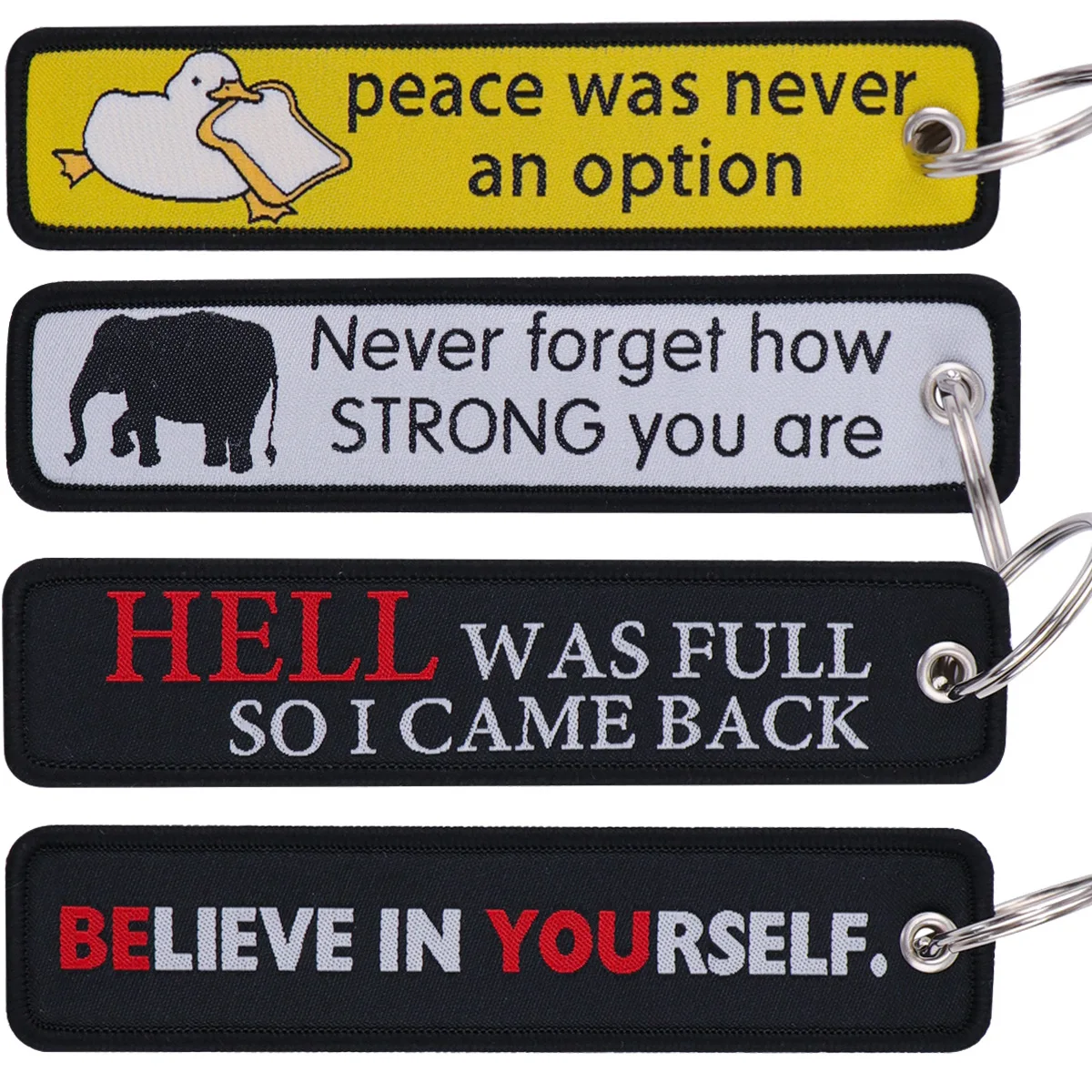 

Quote Serises Embroidered Key Cool Man Key TagsKeychain for Car Motorcycles Keyring Holder JewelryAccessories Gifts for Friend