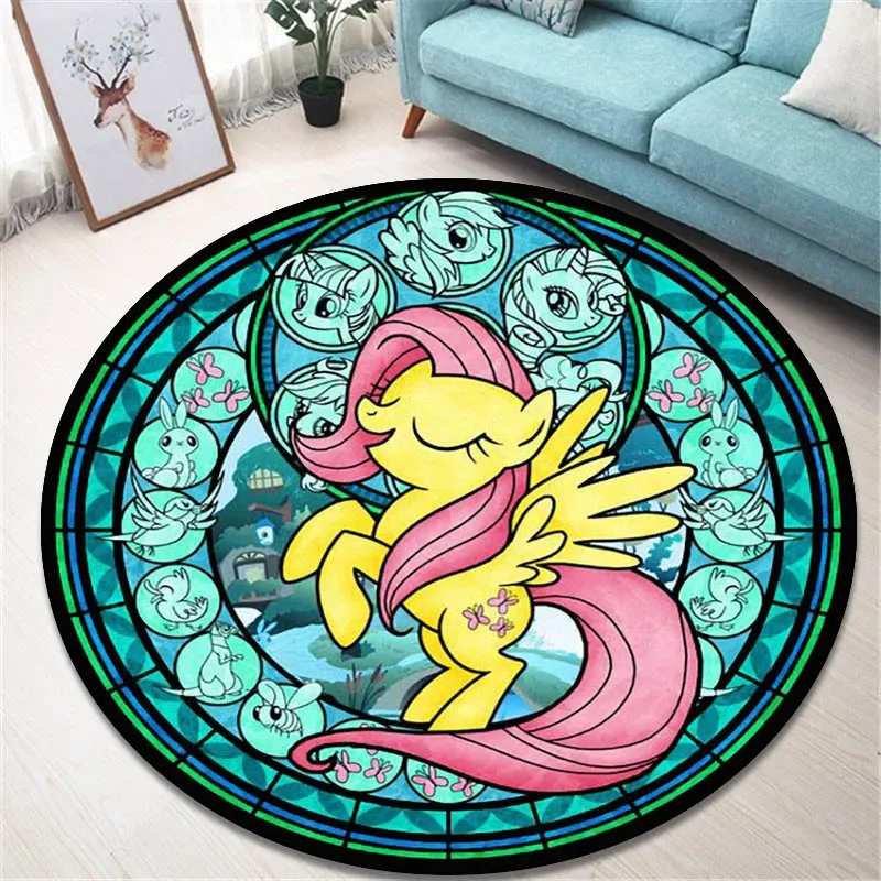 Cartoon My Little Ponys round carpet living room bedroom non-slip carpet floor mats Home bedroom decor area rug birthday gift