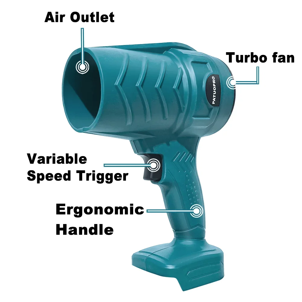PATUOPRO Electric Handheld Turbo Jet Fan High Power Blowing Dryer Cordless Dust Blower Cleaning Tool For Makita 18V Battery