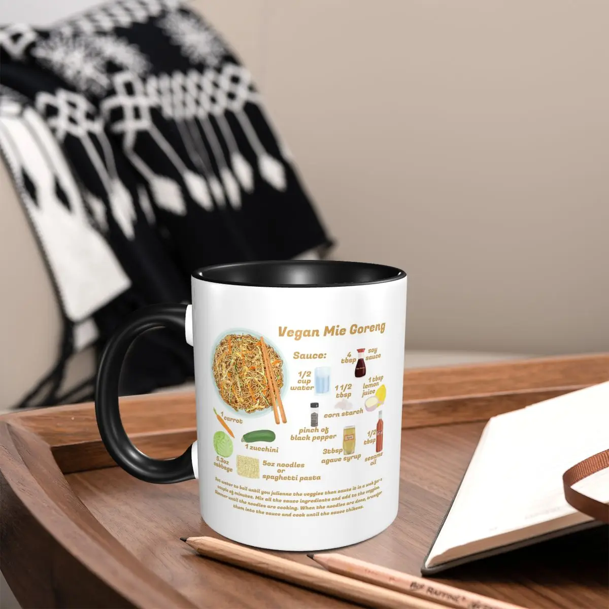 Mie Goreng Indomie Indonesian Recipe Vegan Mug Funny Ceramic Coffee Cups Tea Mugs Milk Cup Drinkware Gift for Woman Man
