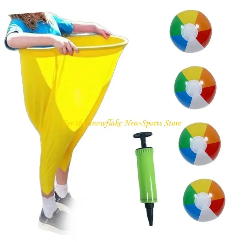 

E56D Funny Granny Pants Yard Game Set Entertainment Throwing Game Giants Elastic Pants with 4 Balls and Air pumps Enduring