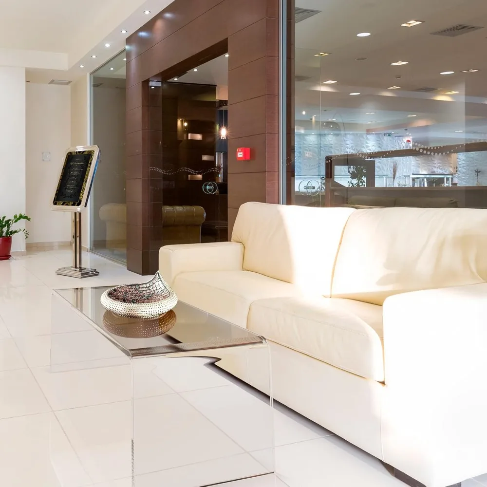 Elegant Acrylic Coffee Table with Rounded Edges for Modern Living Rooms