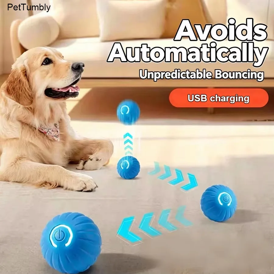 Smart Dog Toy Ball Automatic Interactive Pet Electronic Rolling USB Rechargeable Moving Bouncing for Puppy to Large Dog Chew Toy