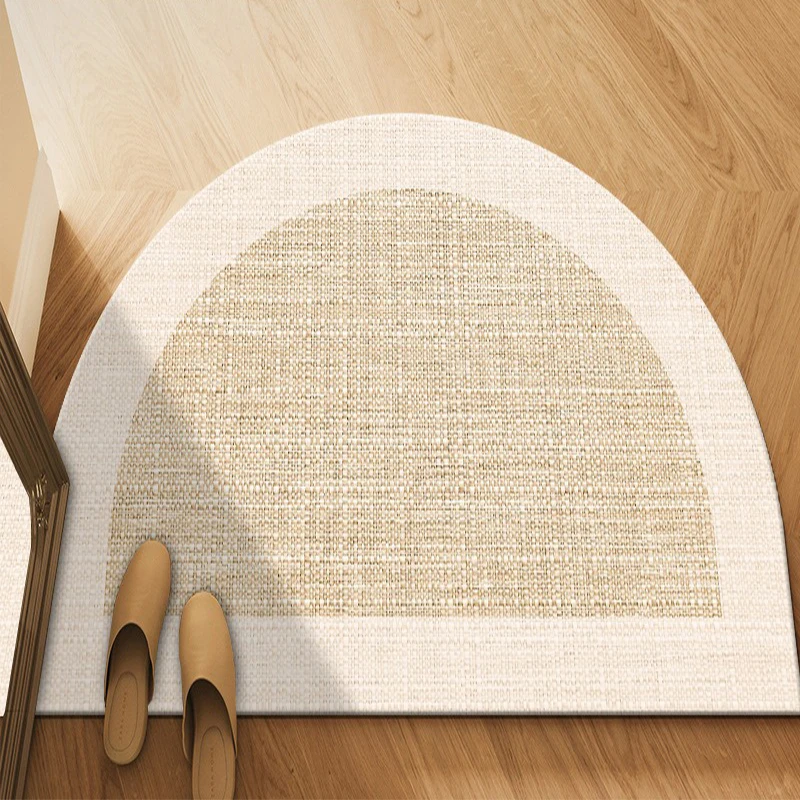 Entrance Door Mat Simple Linen Color Decor Door Entry Mats Outdoor Carpet Home Floor Mat Semi-circular Rug Tapete Entrada 도어매트