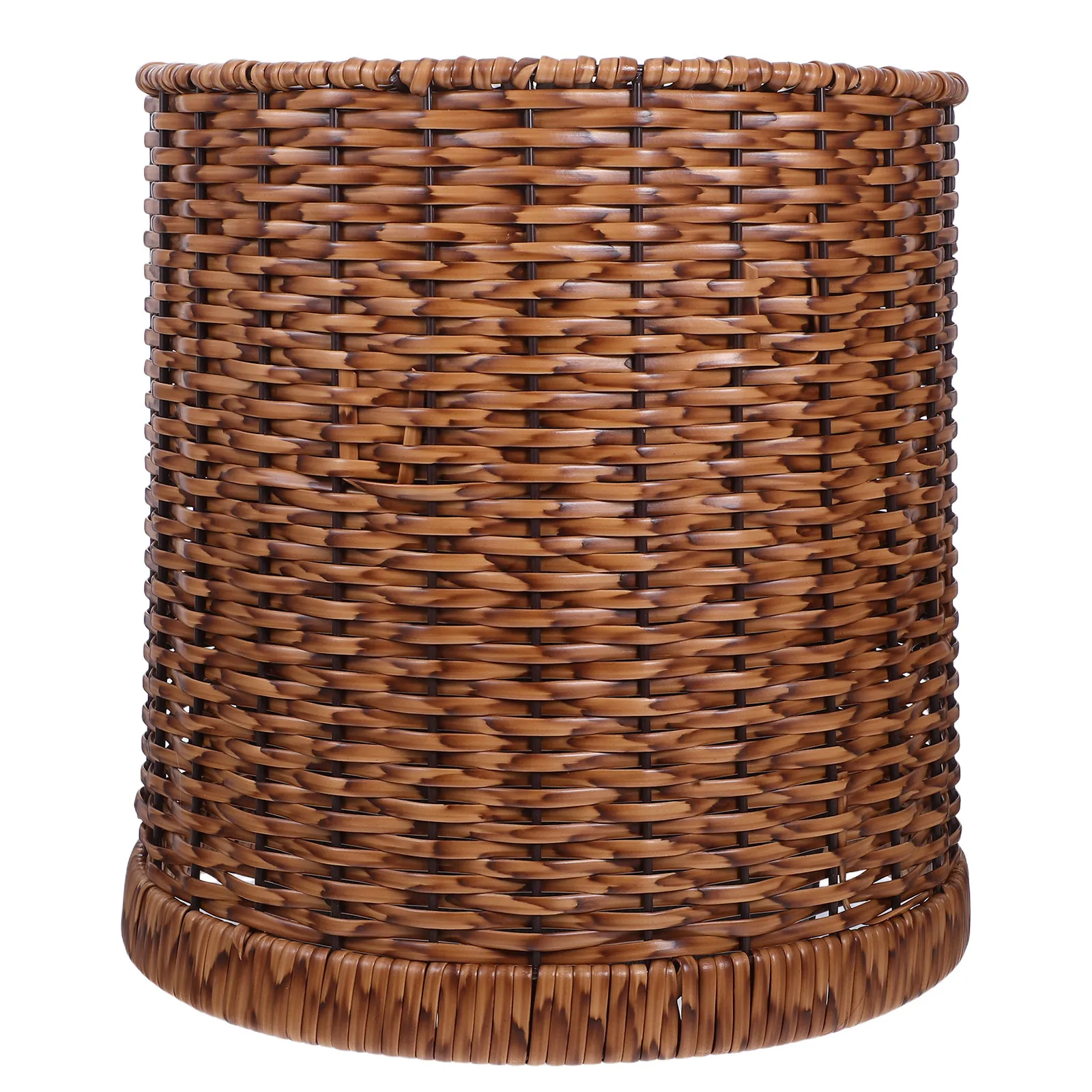 

Imitation Rattan Trash Bin Large Capacity Retro Decorative Waste Basket for Home Office Bathroom Kitchen Bedroom Living Room