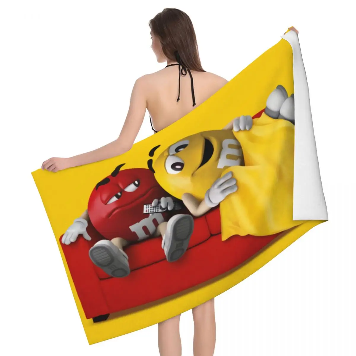 

M&M's Chocolate Candy Beach Towel Custom Emoticons Breathable Microfiber Bathroom Towels