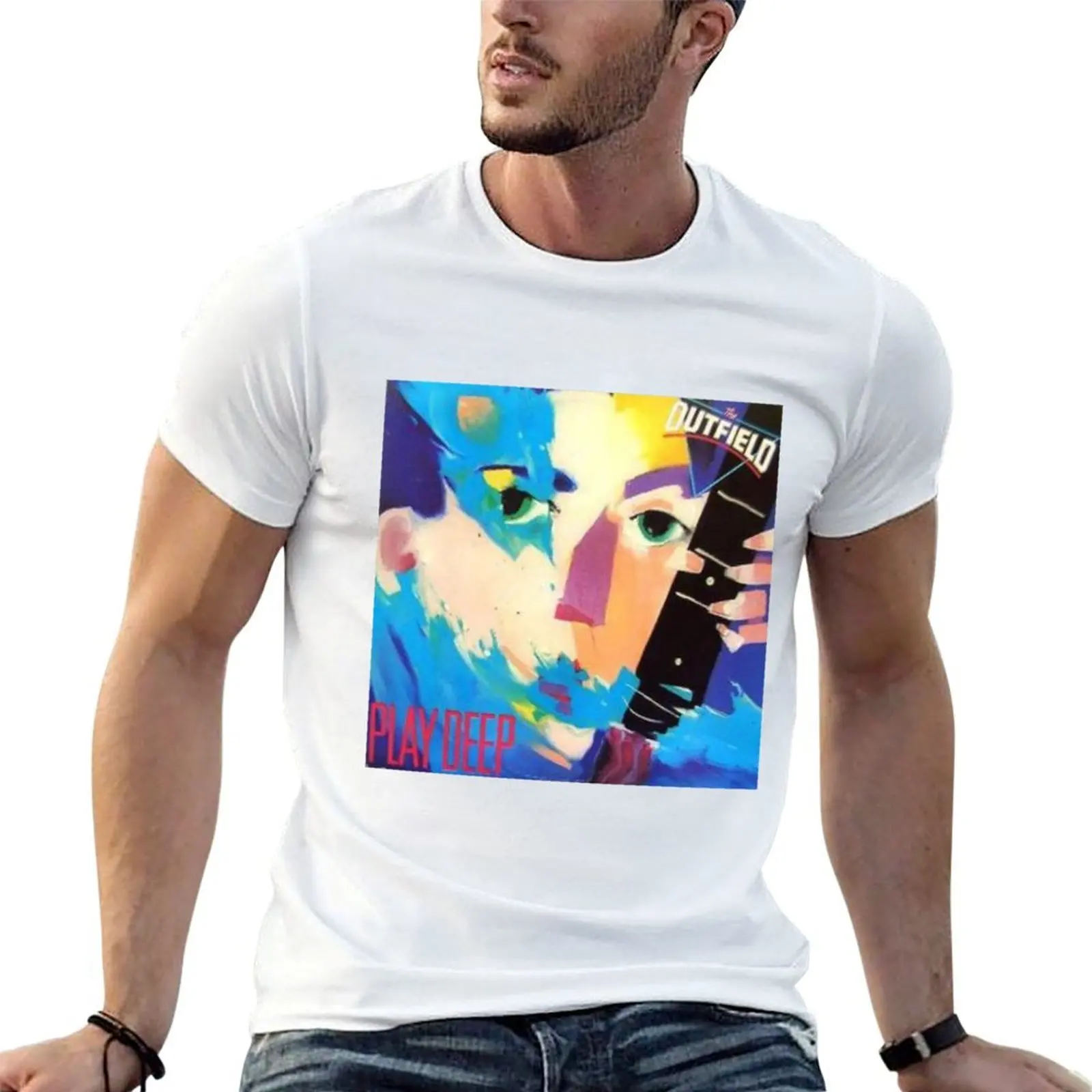 Camiseta The Outfield Play Deep - Large Prints, camisetas con estampados, camiseta de algodón, camisetas 100% para hombre, camiseta de algodón