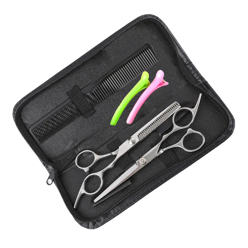 

1Set Professional Hair Cutting Kit Stainless Steel Barber Scissors Ergonomic Handle Portable Hairdressing Tools Set Home Salon
