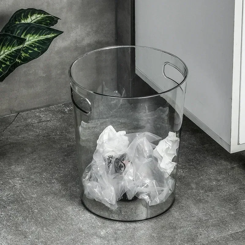 Luxury Transparent Trash Can Without Lid Garbage Bin Home Office Rubbish Nordic Garbage Container Waste Basket Kitchen Dustbin