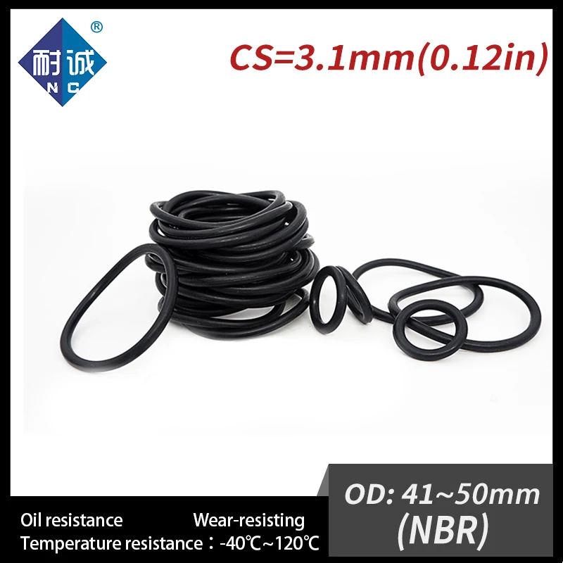 

20 PCS / Lot Black NBR 70A O-ring Thickness CS 3.1mm OD 41/42/43/44/45/46/47/48/50*3.1mm Nitrile Rubber O Ring Gasket Oil