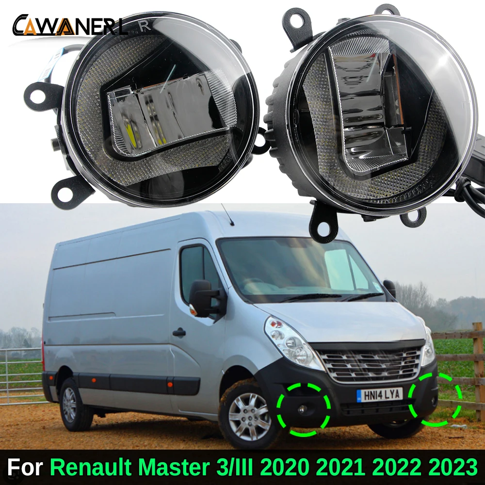 

2в1 30 Вт светодиодные противотуманные фары в сборе DRL для Renault Master 3/III 2020 2021 2022 2023 Регулируемые автомобильные противотуманные фары дневного света 1 пара