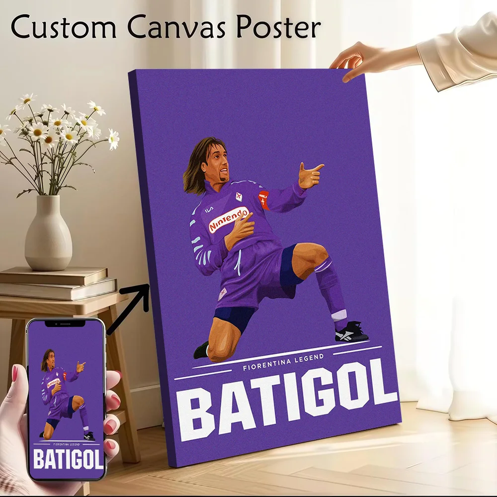 Pôster em Lona Personalizável de Gabriel Batistuta Batigol, Arte de Parede para Decoração de Interiores