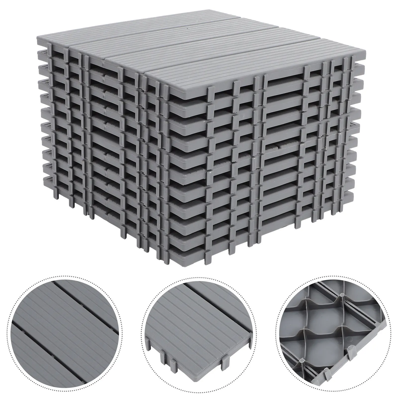 

11pcs 30x30x2cm Grey Wood Grain Waterproof Outdoor Flooring Interlocking Deck Tiles Balcony Garden Patio Decorative Plastic