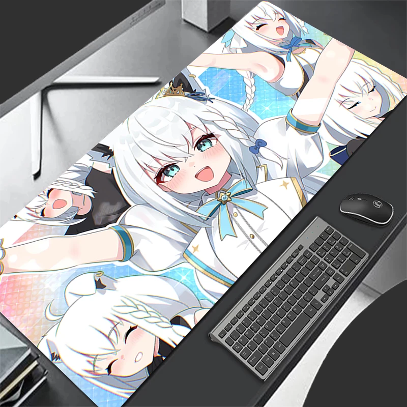 Hololive Shirakami Fubuki Mouse Pad Laptop White Cat Ears Extended Desk Mat XL Anime Girl Mousepad PC Gamer Cabinet Keyboard Rug