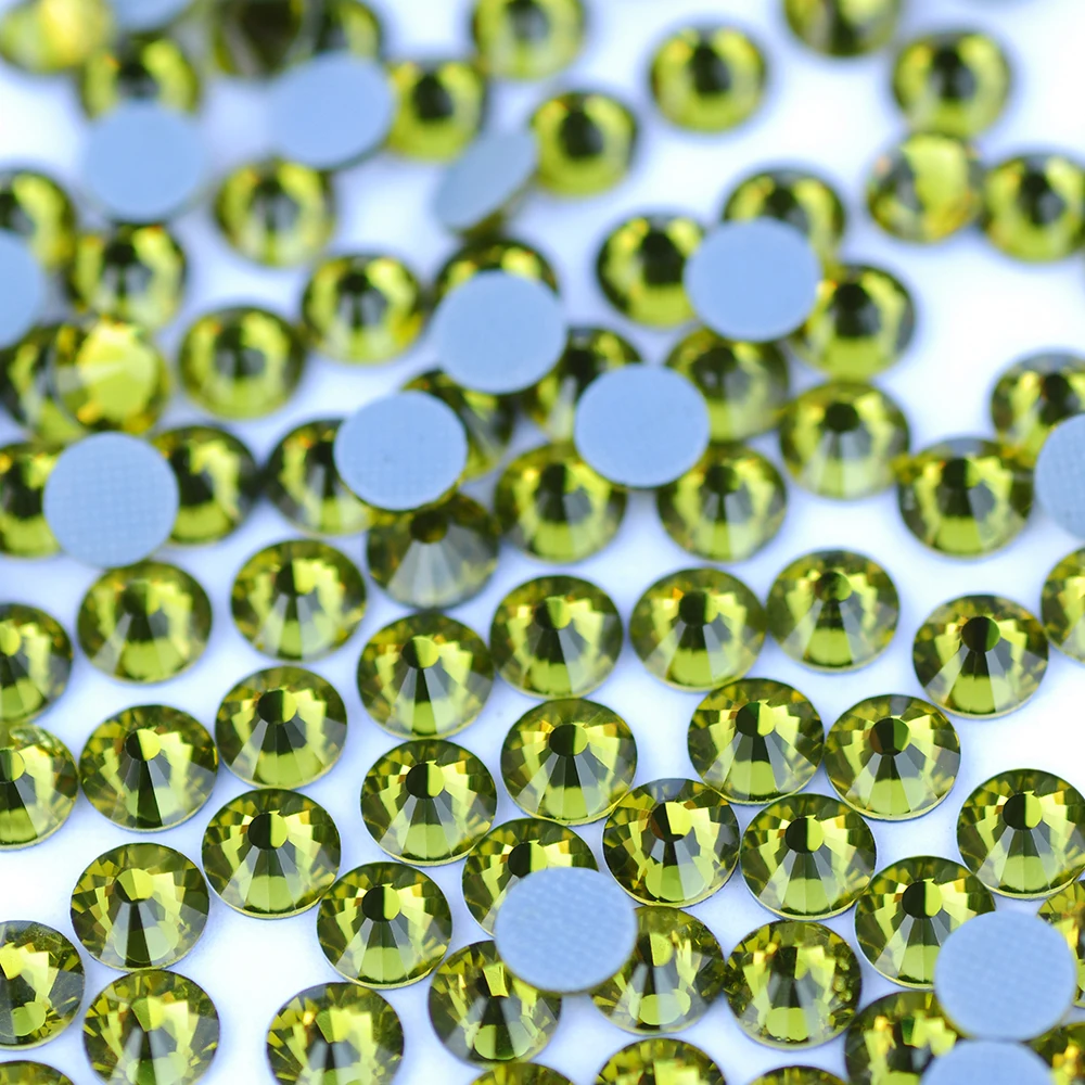 PUBRILEX Olivin-Glas Hotfix-Kristalle Flache Strasssteine Zum Aufbügeln Diamantsteine Für Handarbeiten Kleiderdekoration – Detail 2