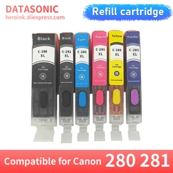 1set PGI 280 CLI 281 XXL refillable ink cartridge permanent chip For canon TS702 TR7520 TR8520 TS6120 TS6220 TS9520 6320 printer