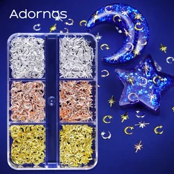 330 pcs/box Star Moon Metallic Resin Art Accessories Metal Rivets DIY Epoxy Resin Filling For Jewelry Pendants Craft Decorations