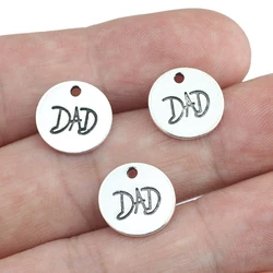 10Piece 12mm Antique Silver Plated Round Disc Charms Dad Letter Charm Pendant For Father's Day Jewelry Gift  Making