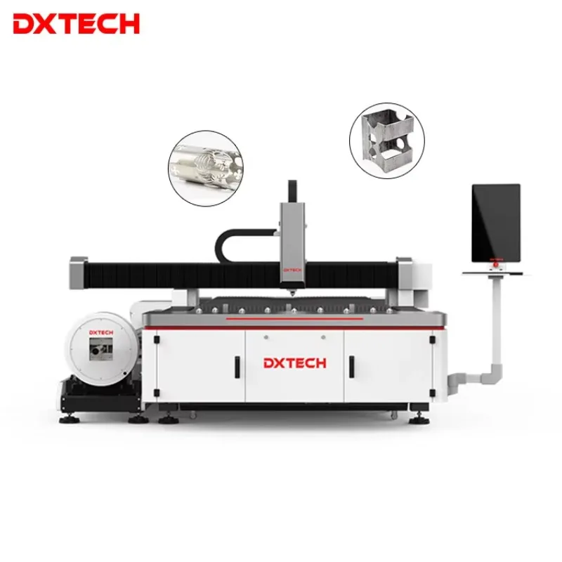 DXTECH 6 M آلات القطع بليزر الألياف والألواح والألياف للصفائح المعدنية المصنوعة من الألومنيوم مع سعر منصة التبادل مضخة سرير حديدية 1000 وات