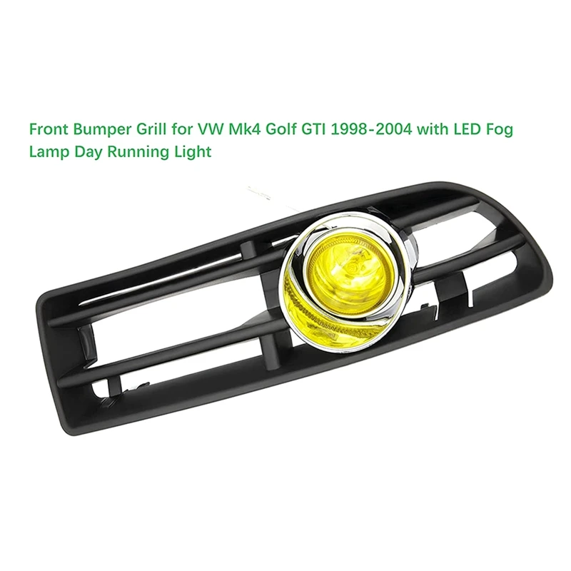 1 Set Fog Light Front Bumper Grill Fog Light Day Running Light Yellow For Jetta Bora MK4 1998-2004