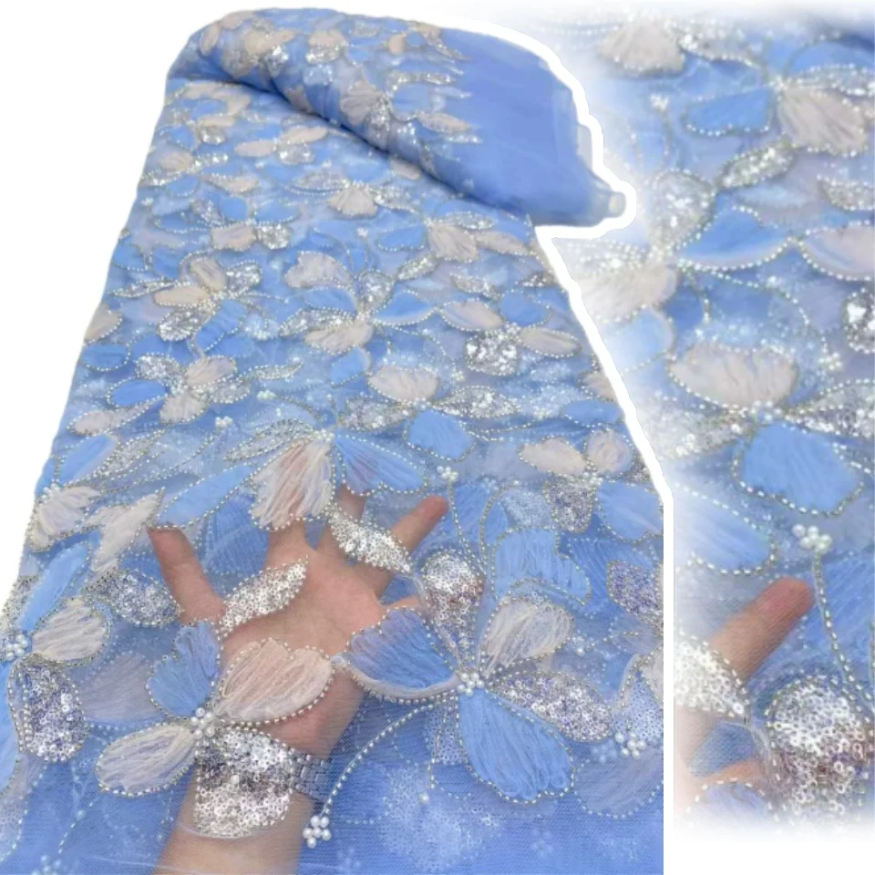 

Лидер продаж, изысканный дизайн, Нигерия, 2025, сетчатая вышивка, кружево с блестками и бисером, высокое качество для вечернего вечернего платья AH1710