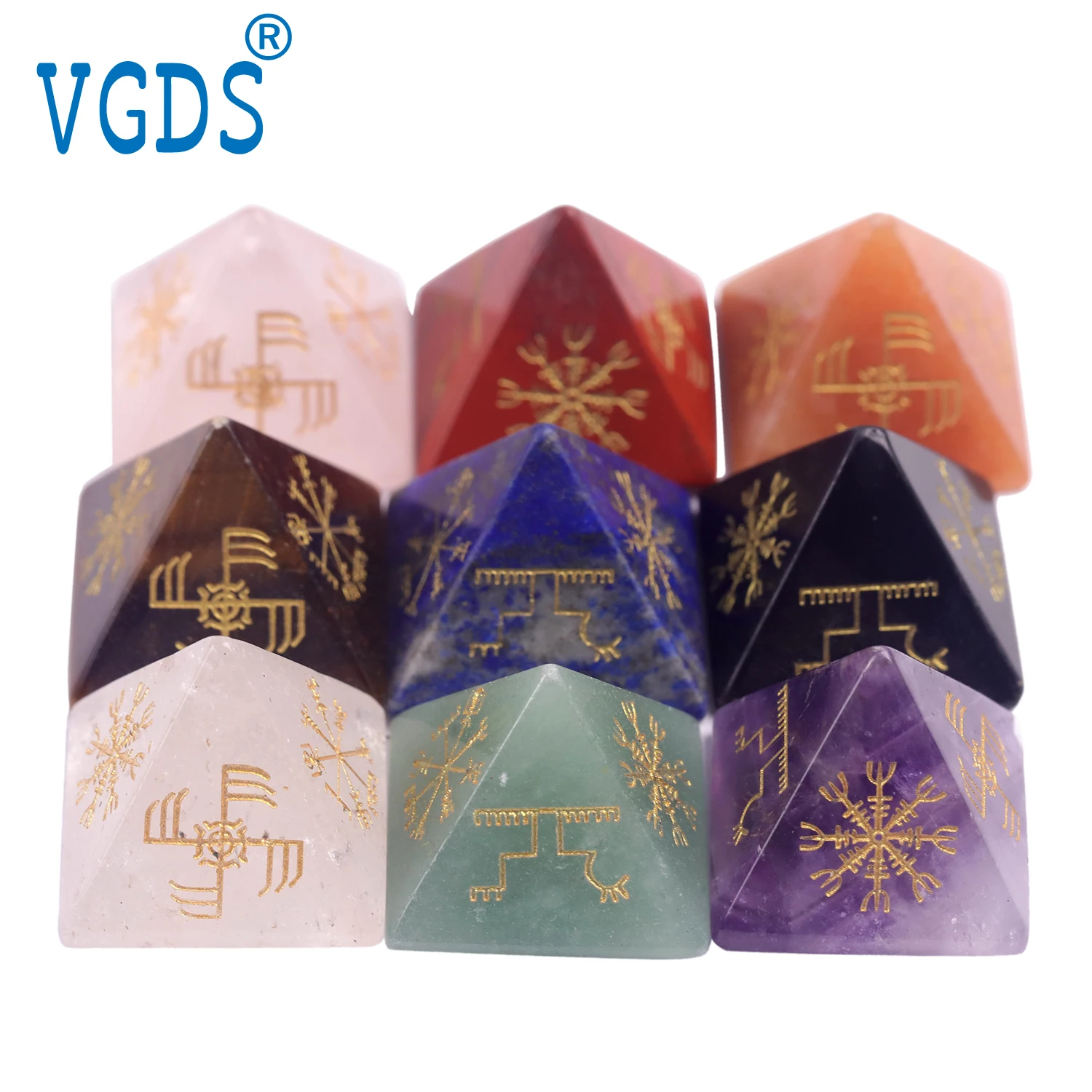 Hot Natural Crystal Quartz Stone Vegvisir Ginfaxi Aegishjalmur Gapaldur Ancient Nordic Compass Symbol Energy Tabletop Decoration