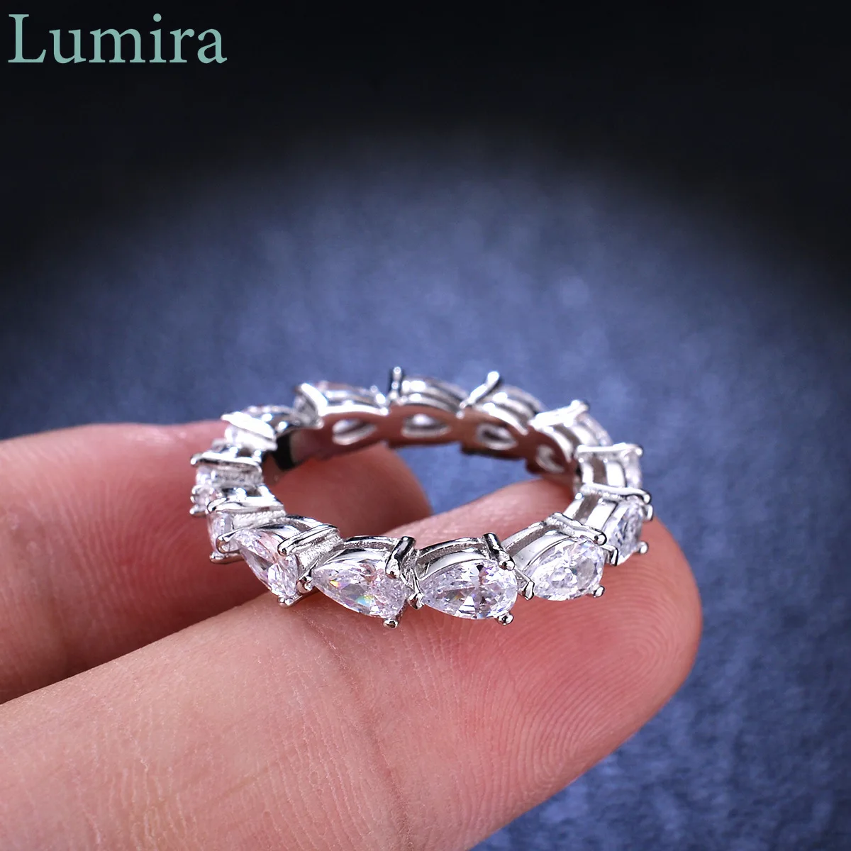

Lumira Full Set Teardrop-shaped Moissanite Diamond 5 Carat Luxurious Tail Ring Women's Platinum PT950 Stackable Rings Jewelry