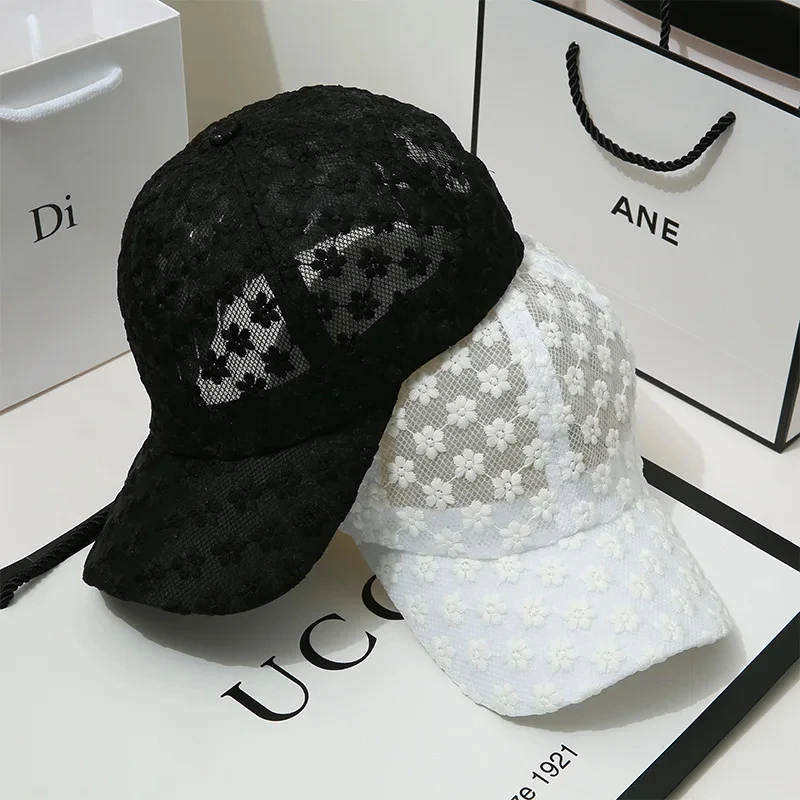 Summer Women Lace Hat Baseball Cap Breathable Mesh Snapback Hat Hip Hop Fashion Female Caps Adjustable