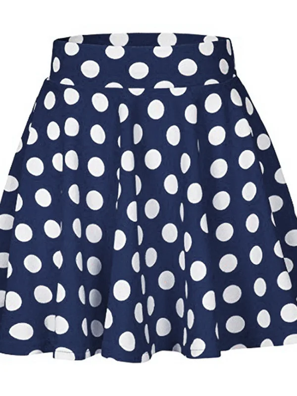 High Waist Large Swing  Skirt for Women Polka Dot A-Line Half-length Street Style Spring Collection Casual Loose Fit