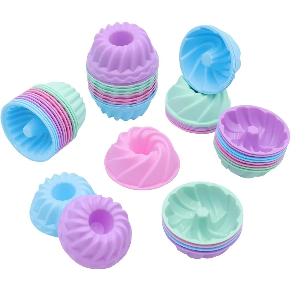 12 Pieces/Set of Silicone Cake Mold Round Muffin Cup Cake Baking Mold Kitchen Cooking Bakeware Making Diy Cake Decoration Tool