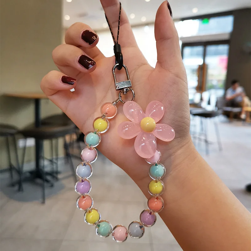 Creative Flower Cell Phone Charm Lanyard Strap Chain Mobile Phone Case Pendant Car Keychain Woman Girl Bag Camera Airpods Case