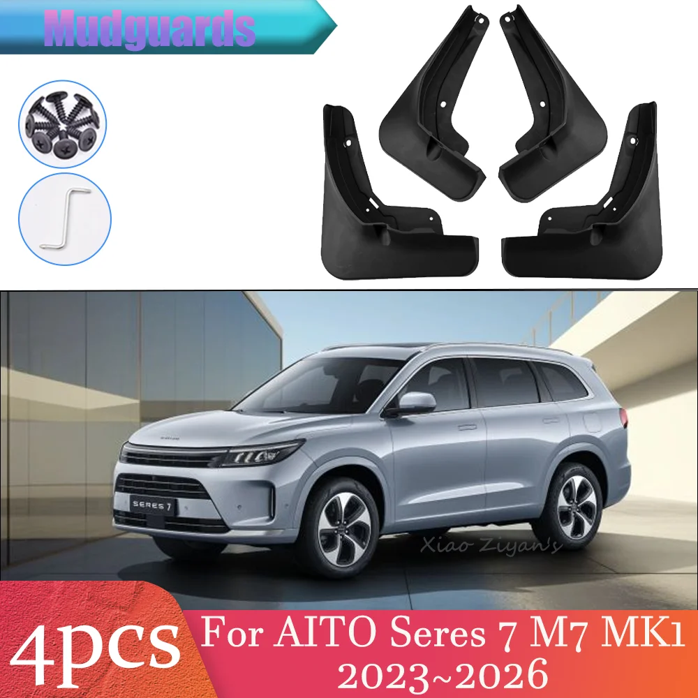 

For AITO Seres 7 M7 MK1 2023~2026 2024 2025 Car Front Rear Wheel Mudguard Flaps Mud Skin Cover Guards Fenders Splash Accessories