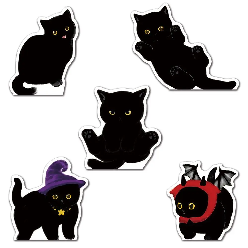 5/10Pcs Folding Design Magnetic Bookmarks Reading Tracker Adorable Black Cat Bookmarks Unique Cute Animal Pattern Bookmarks