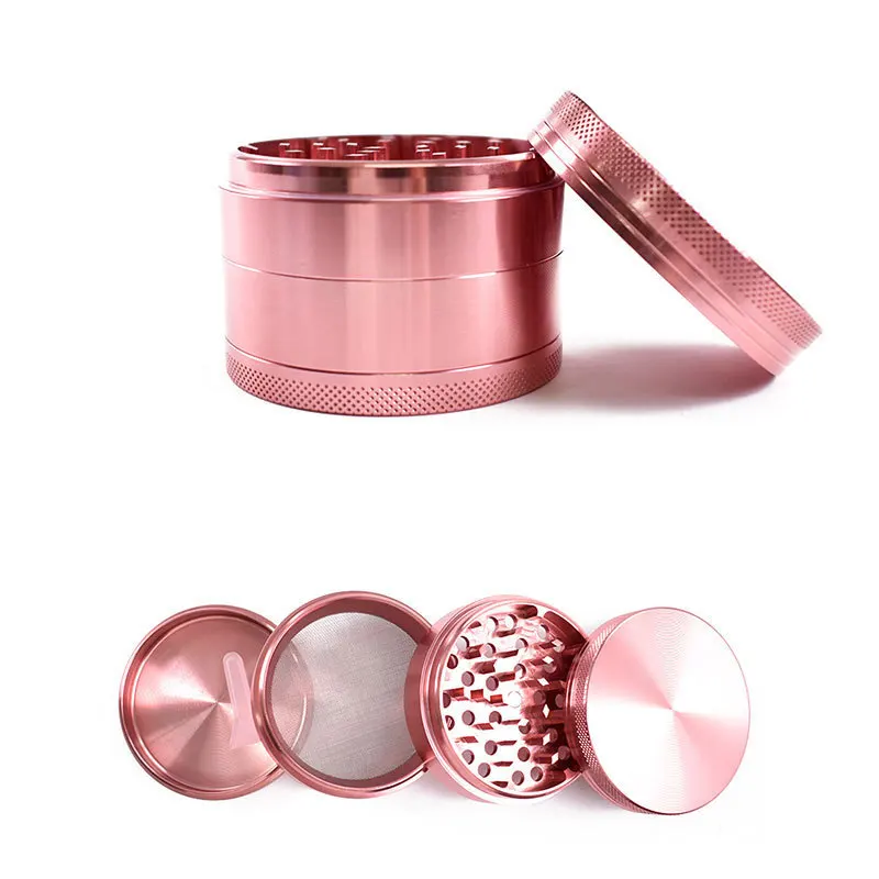 Broyeur à tabac manuel en zinc, accessoires pour herbe rose, pipe à fumer, 4 pièces, 40mm