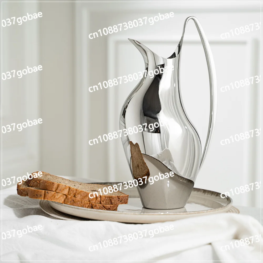 Nordic Modern Stainless Steel Pot-shaped Flower Ware Soft Decoration Model Room Desktop Ornament Household
