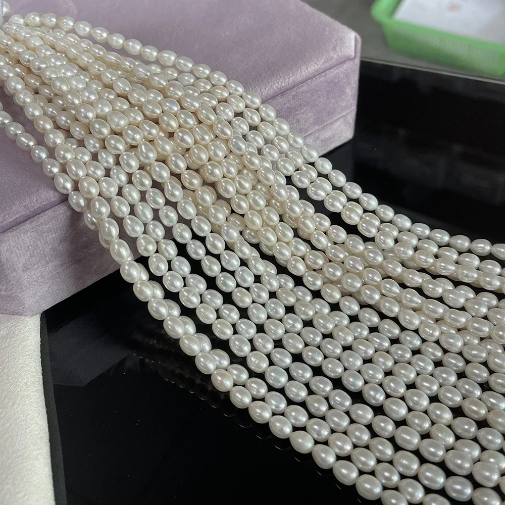 6-7mm AAA Natural Freshwater White Pearl Rice Shape Bead Christmas Gift for Women Jewelry Make DIY Necklace Bracelet Accessories