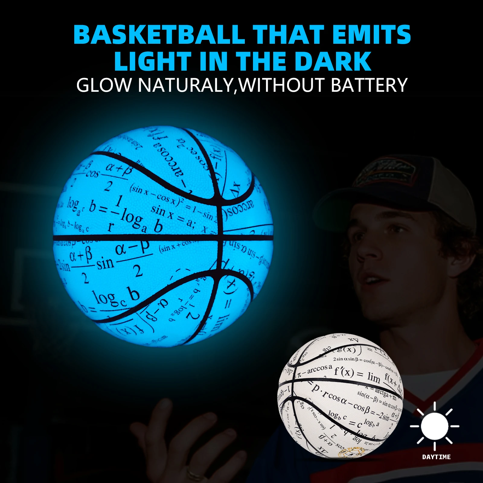 كرة سلة متوهجة في الظلام مقاس 6/7 كرة مضيئة للأطفال والمراهقين والكبار - توهج أزرق للألعاب الخارجية - هدايا عيد ميلاد رياضية ليلية #2