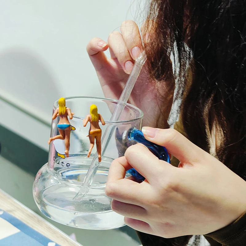 8pcs/set Creative Cocktail Wine Glass Markers Figure Cup Hanging Decorative Doll Doll Micro Landscape Cup Hanging Hand Model Toy