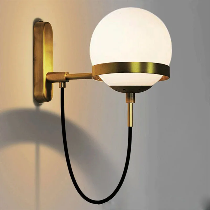 Nordic Wall Lamp Retro Industrial Glass Wall Lamp Bedroom Bedside Post Modern Mirror Lights Simple Hotel Aisle Led Wall Light