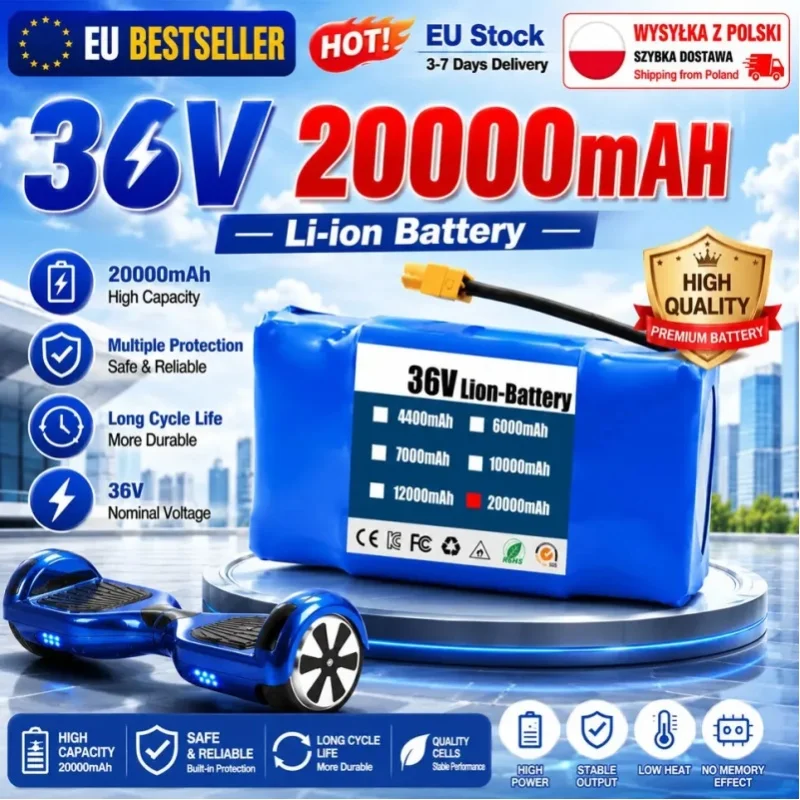 Original 36V 20000mAh Akkupacks Wiederaufladbare Lithium-Ionen-Batterie 10s2p für Elektrischen Selbstbalancierenden Roller Hoverboard Einrad