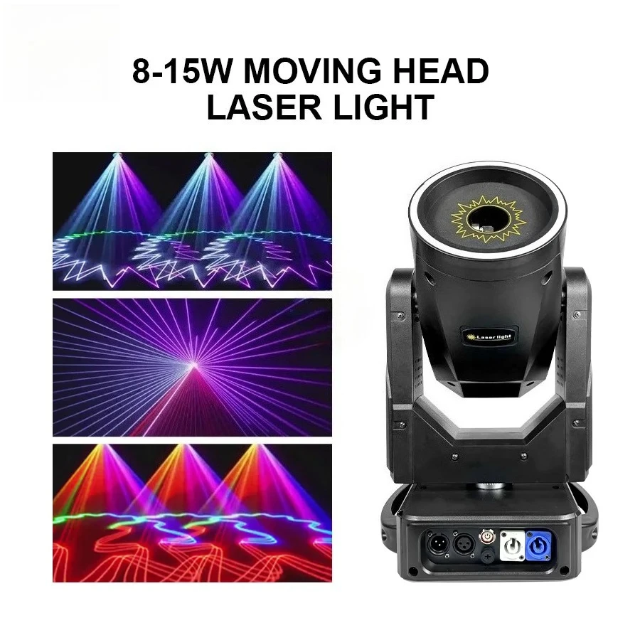 RGB Vollfarbiger 10W Moving Head Laser-Lichteffekt DMX512 & Mobile Bluetooth-App-Steuerung Bühnen-Hochzeits-DJ-Club-Disco-Licht