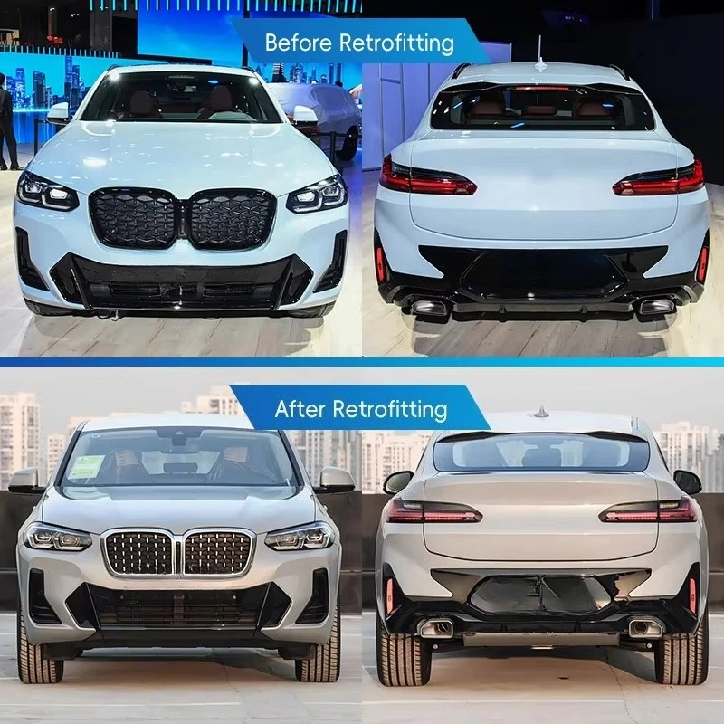 2022-2024 Car Modification Upgrade M-Tech Body Kit Front Rear Bumper Lip Grille Reflective Strip Suitable for X4 G02