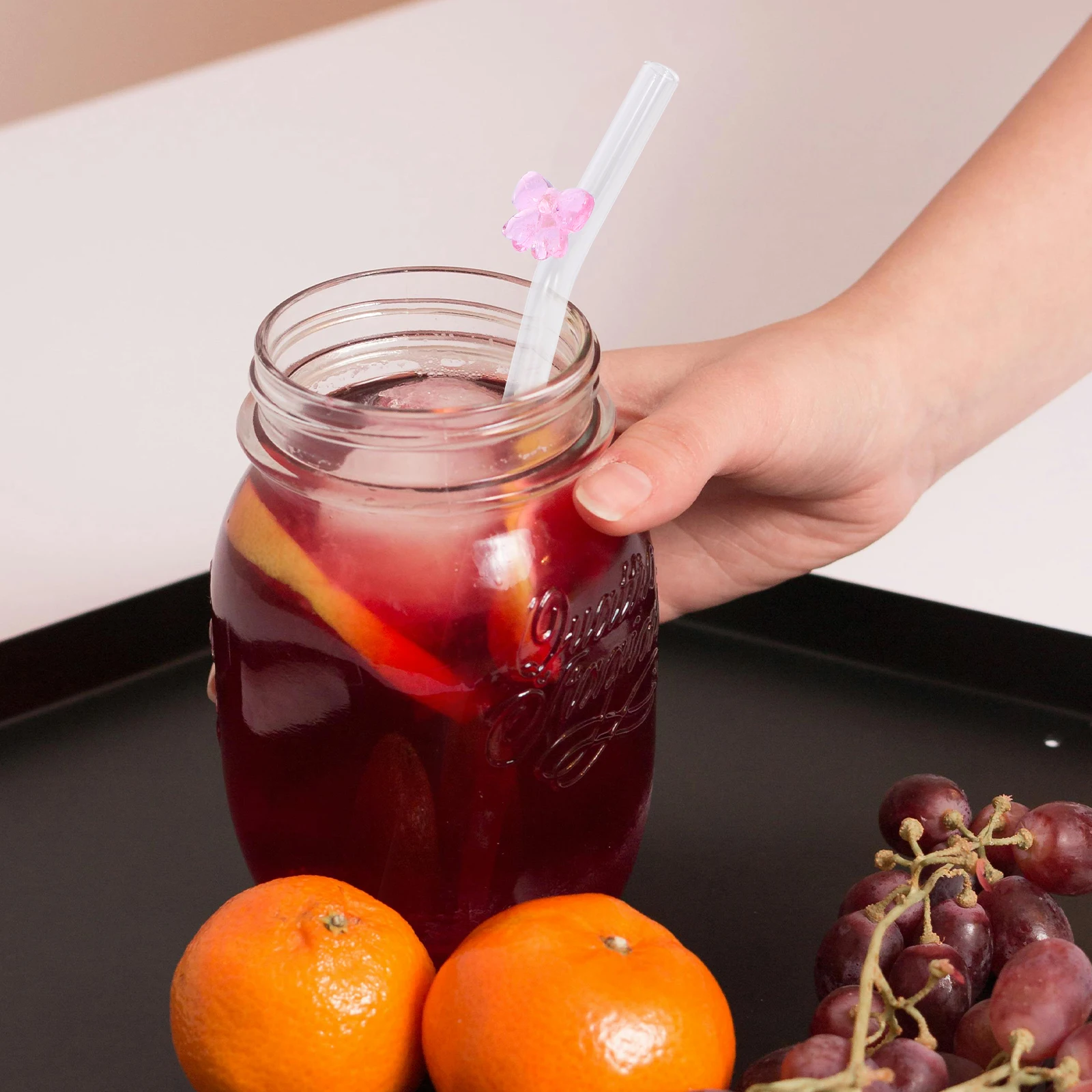 

Bowknot Glass Straw Reusable Clear Glass Straw Smoothie Drinking Straws Household Use Drinking Straws Reusable